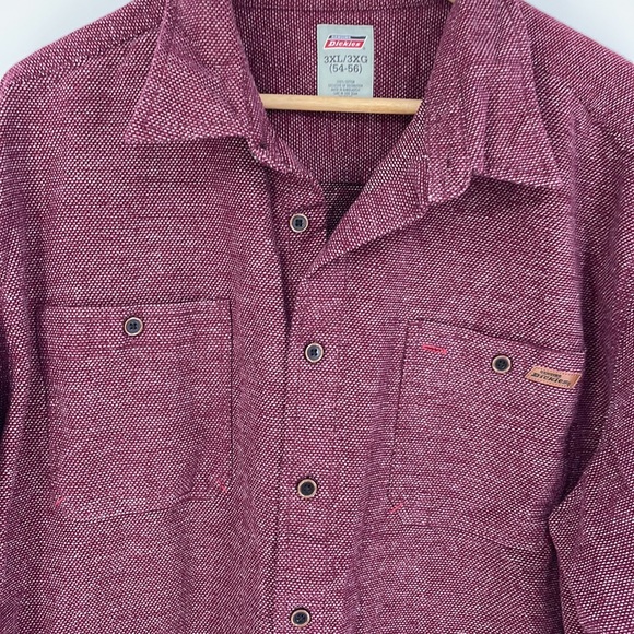 DICKIES heavy weight long sleeve button up shackett burgundy red size 3XL men's - Picture 6 of 6
